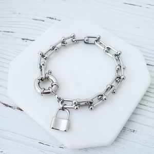 Silver U link Charm Bracelet Designer Inspired